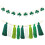 Pendentif en perles de bois en forme de trèfle vert avec pompons (1 lot) 1