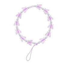 Cordón para teléfono con mariposas para decoración con correa de perlas. Adorno colgante para teléfono.