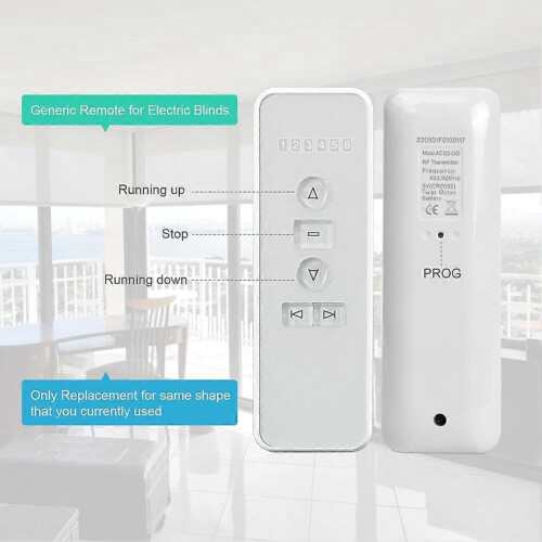 AC123-06D Remote Blinds Remote 433Mhz Remote Control Work Roller Shade, Blinds, Awning White 2