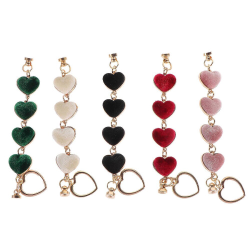 Cell Phone Pendant Plush Heart Shape for Decor 5Pcs Assorted