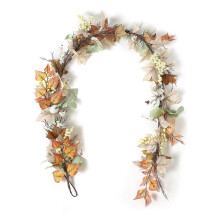 Durable Silk Maple Garland with Pumpkin and Berry Embellishments 1.8M