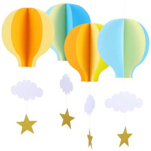 Guirlandes de ballons à air chaud en papier de couleurs assorties pour décorations de fête (4 pièces)