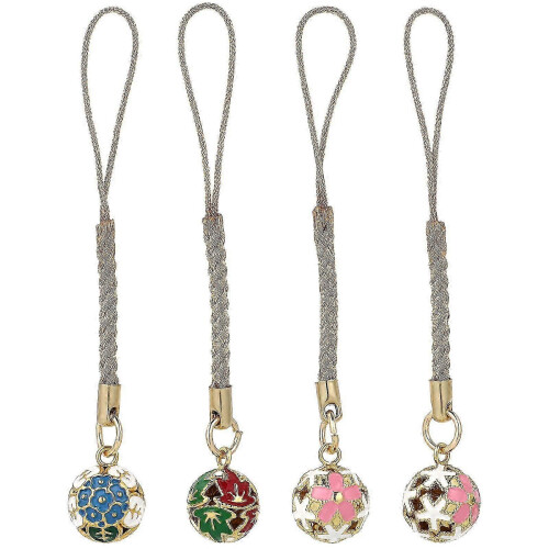 Phone Charm 4Pcs with Bells for Decoration Crafted Hanging Phone Cords