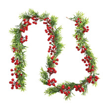 Guirlande de baies rouges avec feuilles, décoration de table de Noël