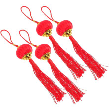 Red Chinese Style Lanterns Pendants for Decor 4Pcs Spring Festival Ornaments