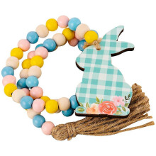 Easter Farmhouse Beads Garland Wood Bead Garland with Tassel