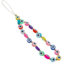 Cadena para teléfono antipérdida, arcilla polimérica, cordón para teléfono con diseño de ojos turcos, cordón para muñeca