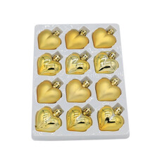 12 Pcs/Box Heart Hanging Ornaments Christmas Balls Pendants Home Party Xmas Plastic Decorations Gold