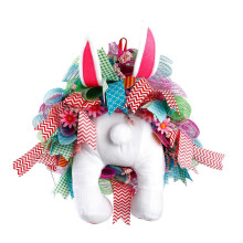 Couronne de Pâques décorative à suspendre, couronne de lapin pour la porte d'entrée, décoration de fête pour la maison