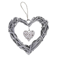 Couronnes artificielles en osier blanc en forme de cœur à faire soi-même pour Noël, mariage ou cadeau.