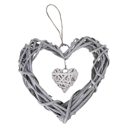 White DIY Heart Wicker Artificial Wreaths for Christmas Wedding make gift S