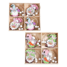 Easter Hanging Gnome Ornaments Wooden Decorations for 24Pcs