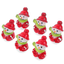 Statuette in miniatura di pupazzo di neve in resina, confezione da 10, rosse, 2,5x1,7x1,3 cm, per decorazioni natalizie.