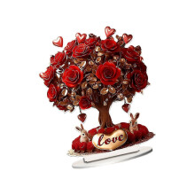Romantics Heart Rose Flower Tree 2D Acrylic Ornament Base Home Decors Wedding Gift Multicolor