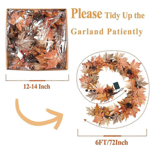 6 FT Fall Garland with Lights Timer Function Automatic on/Off Timer Fall Decorations 2