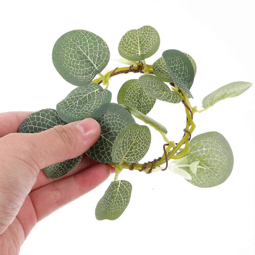 Green Eucalyptus Candle Rings Artificial Wreath for Home Decoration 4Pcs 2