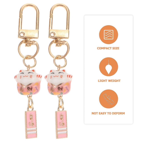 DIY Pink Ceramic Cat Phone Pendant for Phone Decoration 2Pcs 2