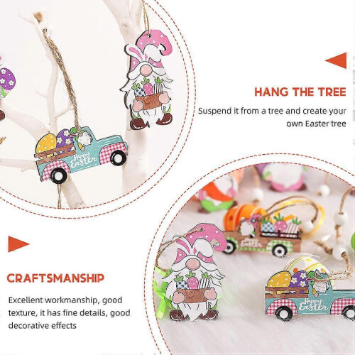 Easter Hanging Gnome Ornaments Wooden Decorations for 24Pcs 2