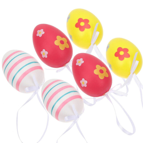 Easter Decorations Plastic Hanging Eggs for Decor with 6Pcs 2