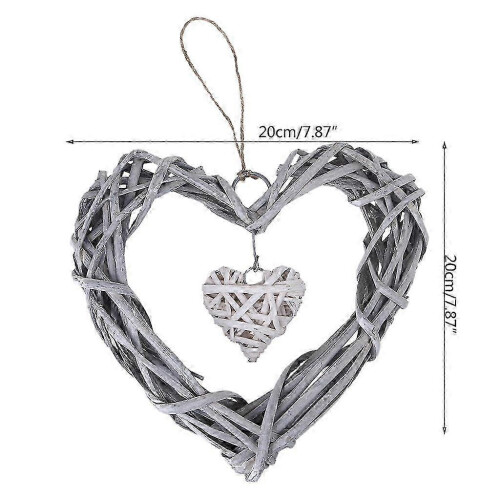 White DIY Heart Wicker Artificial Wreaths for Christmas Wedding make gift S 2