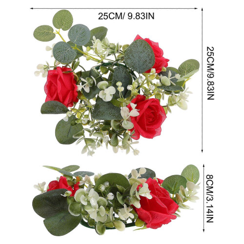 Fabric Artificial Candle Ring Red Candle Ring for Decor Simulation Rose 1
