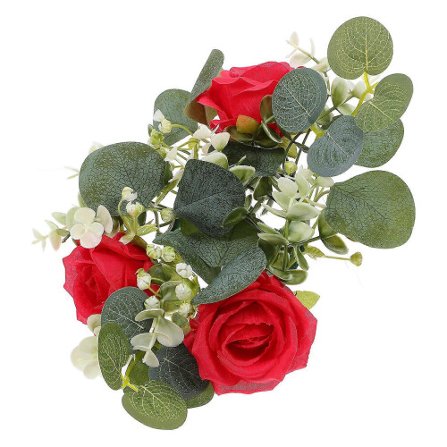 Fabric Artificial Candle Ring Red Candle Ring for Decor Simulation Rose 2