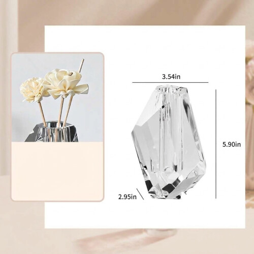 Crystal Vase Glass Decorative Handmade White Height 15 cm 2