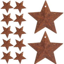 Rusty Stars Metal Hanging Ornaments for Decor 50Pcs Brown Iron Star Charms