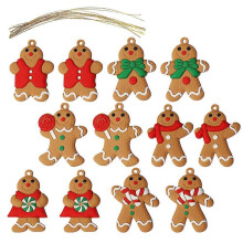Gingerbread Christmas Pendant for Hanging 12Pcs Plastic Tree Decoration