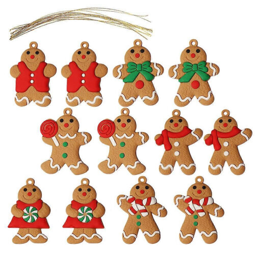 Gingerbread Christmas Pendant for Hanging 12Pcs Plastic Tree Decoration