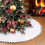 Plain White Christmas Tree Skirt, 30 inches Small Double Layer Burlap Tree Skirt Pom Pom Rustic 1