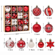 Christmas baubles collection 42 pieces red white decorations