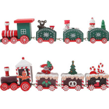 Trenino di Natale in legno, decorazione per feste, 8 pezzi in colori assortiti