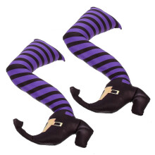 Decorazione in tessuto a forma di gambe di strega per Halloween, 1 paio, per giardino e cortile, colore viola, 38x19 cm.