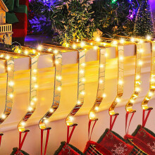 8 Set Stocking Holder Mantle String Fairy Lights Battery No Slip Hanger Hooks LED String Lights Chri