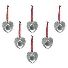 Silver Alloy Heart Shape Pendant for Xmas Tree Hanging 6Pcs Ornaments