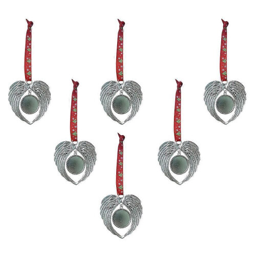 Silver Alloy Heart Shape Pendant for Xmas Tree Hanging 6Pcs Ornaments