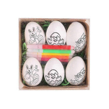 6 Pcs Easter Eggs 2024 Cartoon Eggs Children's Handmade Gift Easter Egg Painting K js SZRH A-S