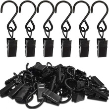 50Pcs Stainless Steel S Hooks Curtain Clips, Hanging Party Lights Clips, Camping Tents, Courtyards