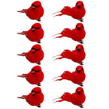 Christmas Cardinal Birds Small Bird Ornament for Xmas Tree Decoration 10Pcs