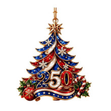 QingHai 250 USA Christmas Tree Ornament, 2D Acrylic 1776-2026 250th Hanging Fourth July Day