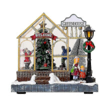 Villaggio di Natale a LED, casa di neve in resina, regalo festivo di Natale con design musicale luminoso[jl]--