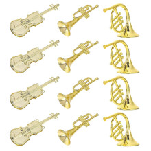 Golden Violin Model for Decoration 12Pcs Musical Instrument Collectible Set
