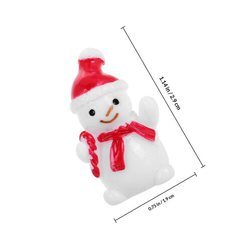 Mini Snowman Resin Craft for Xmas Decor 10Pcs Red Hat Decorations 1