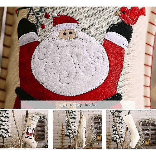 Weihnachtsstrumpf 2 Jute-Stoff Stick-Nähtasche 26er 2