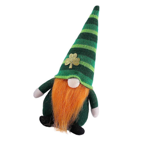 Green Hat Gnome Doll for Decor St. Patrick's Day Clover Leaf Pattern Ornament 2