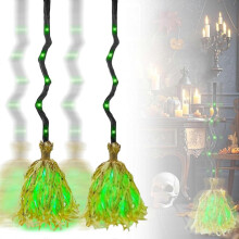 Animated VoiceActivated Halloween Witch Broom 35' Spooky LED Lights and Realistic Walking Effect