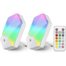 2 Pack Night Light Led Children Night Lamp Baby Plug Play With Remote Control 16 Colors Adjustable,z