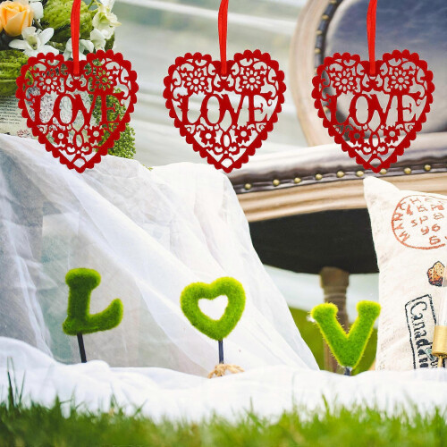 Valentine's Day Hanging Heart Shape Wedding Decor 60Pcs with Rope 2