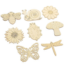 Wooden Craft 80Pcs Assorted Color Unfinished Wood Cutouts Painting Home Decoration Projects 9X7CM